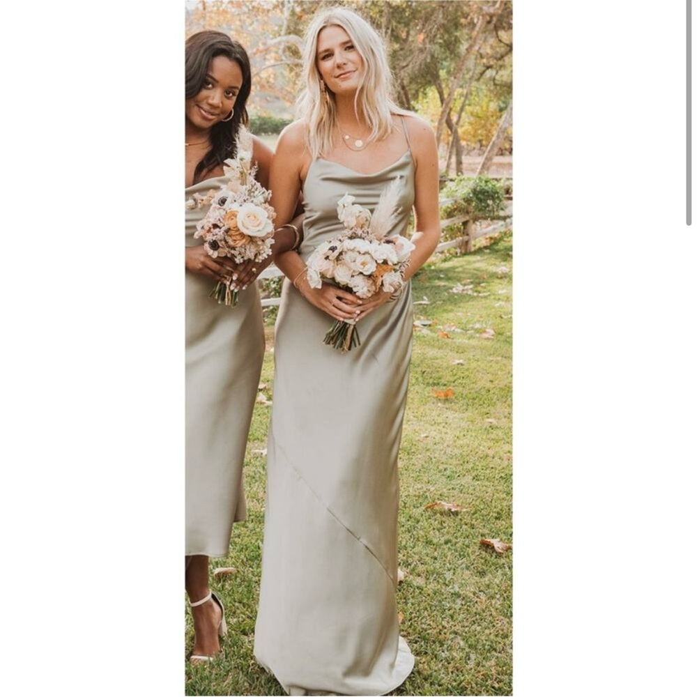 Show Me Your Mumu Tuscany Maxi Dress Moss Green Luxe Satin XL NWT